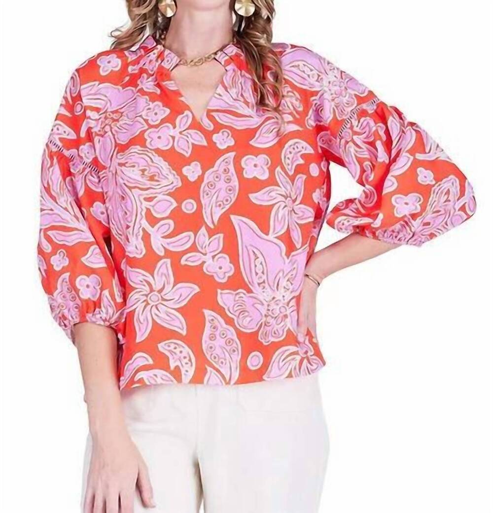 NEW JADE ruffle v-neck peasant top in orange petal
